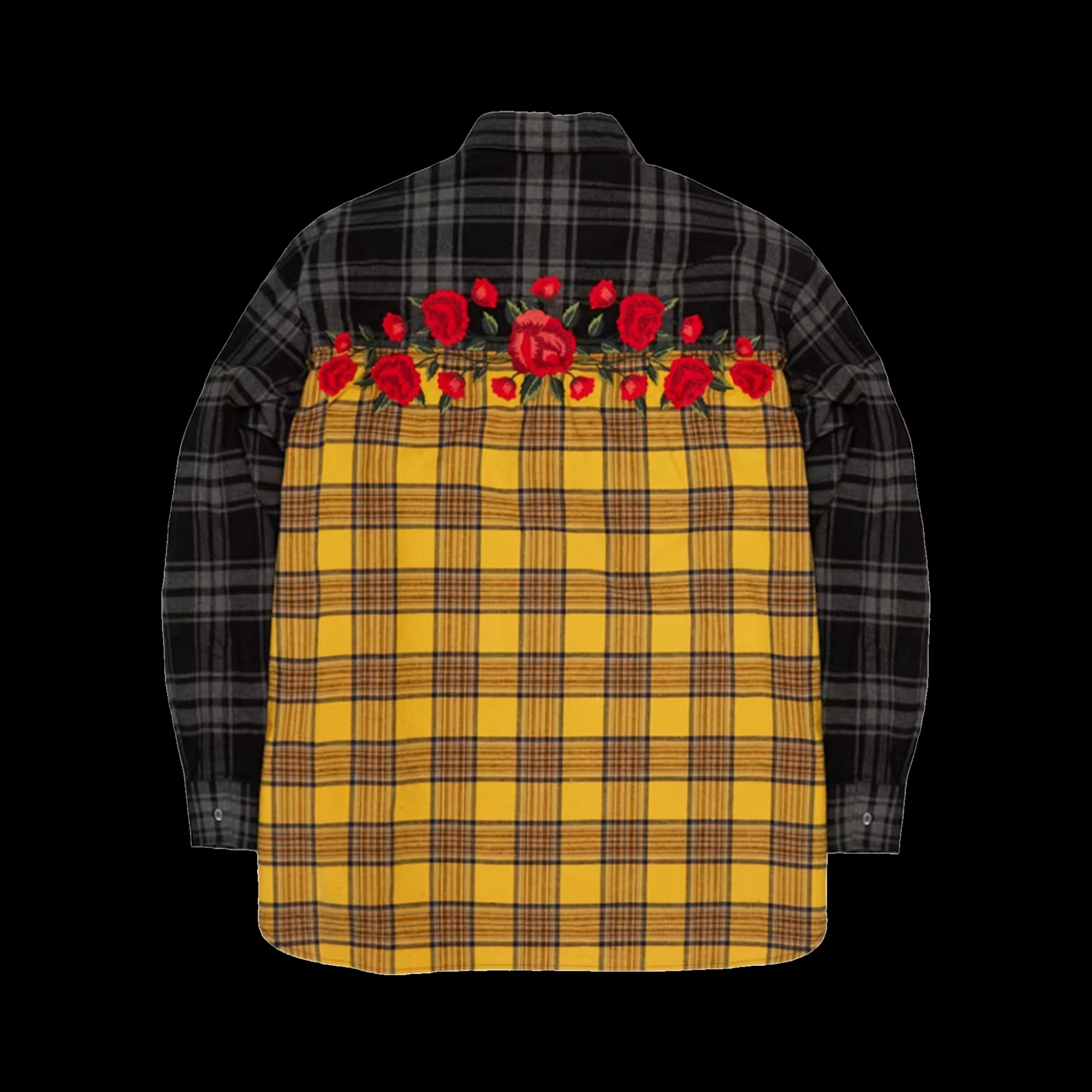 Awake Embroidered Rose Flannel Shirt Yellow