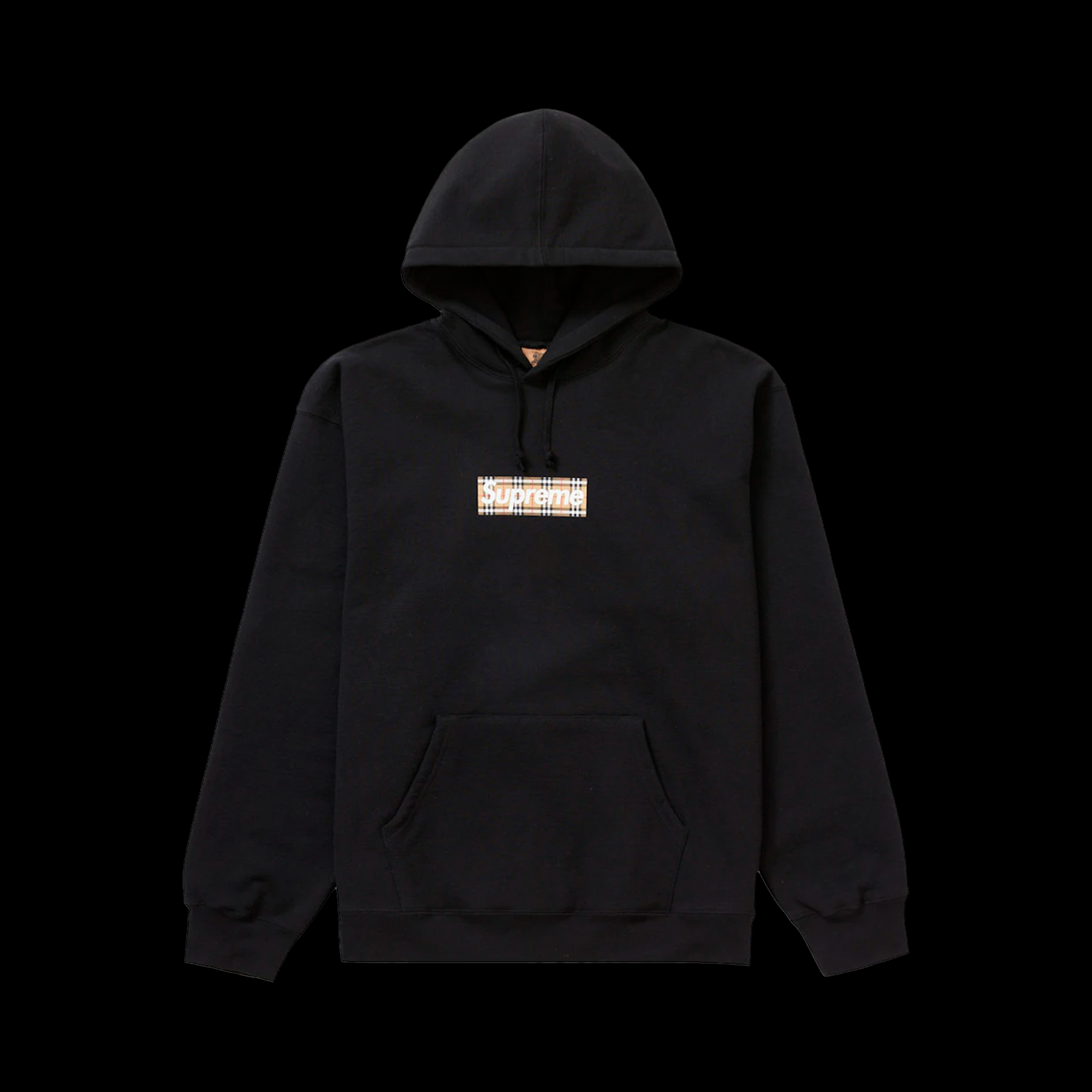 Supreme Burberry Box Logo Hooded Sweatshirt Black