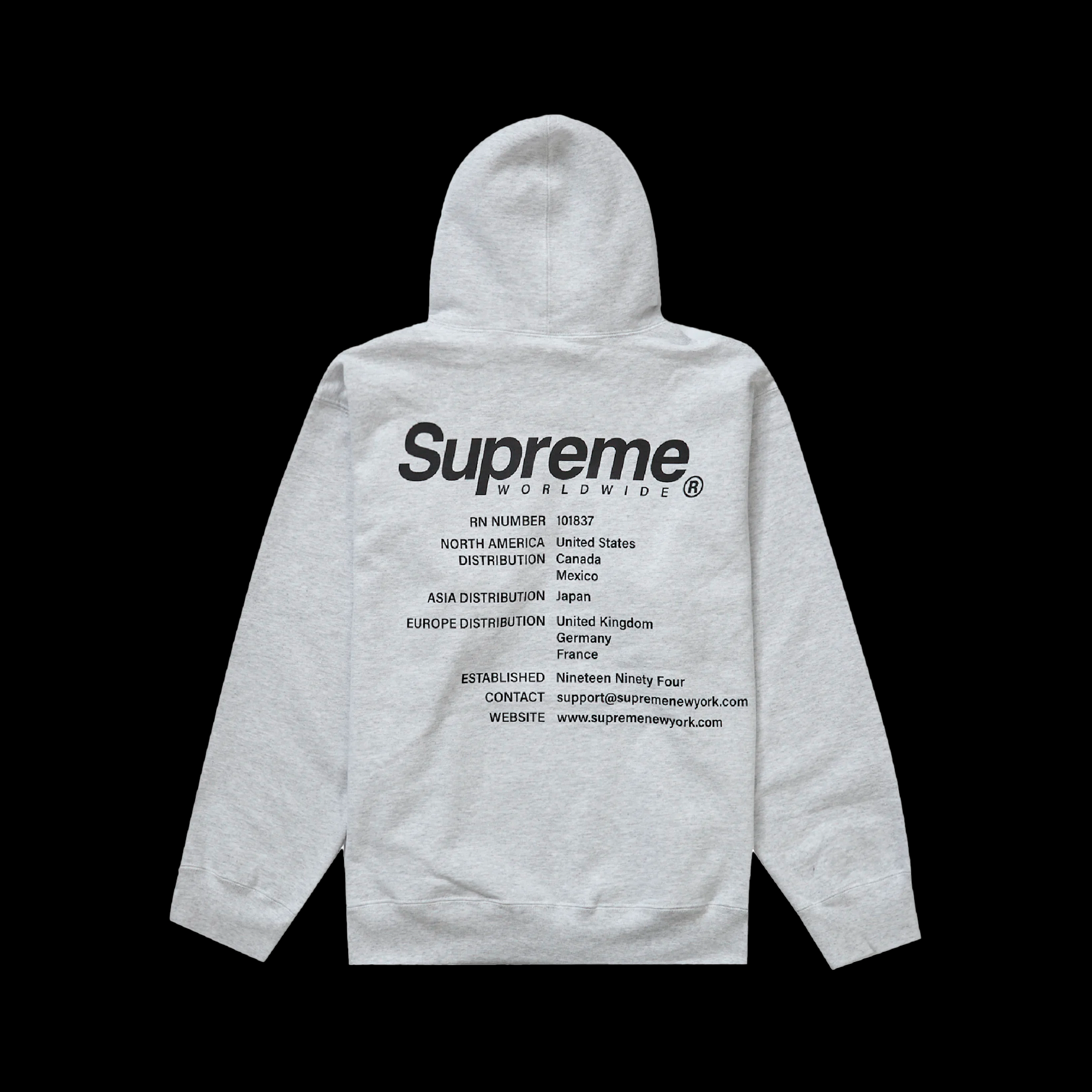 Supreme Capital Hooded Sweatshirt Ash Grey