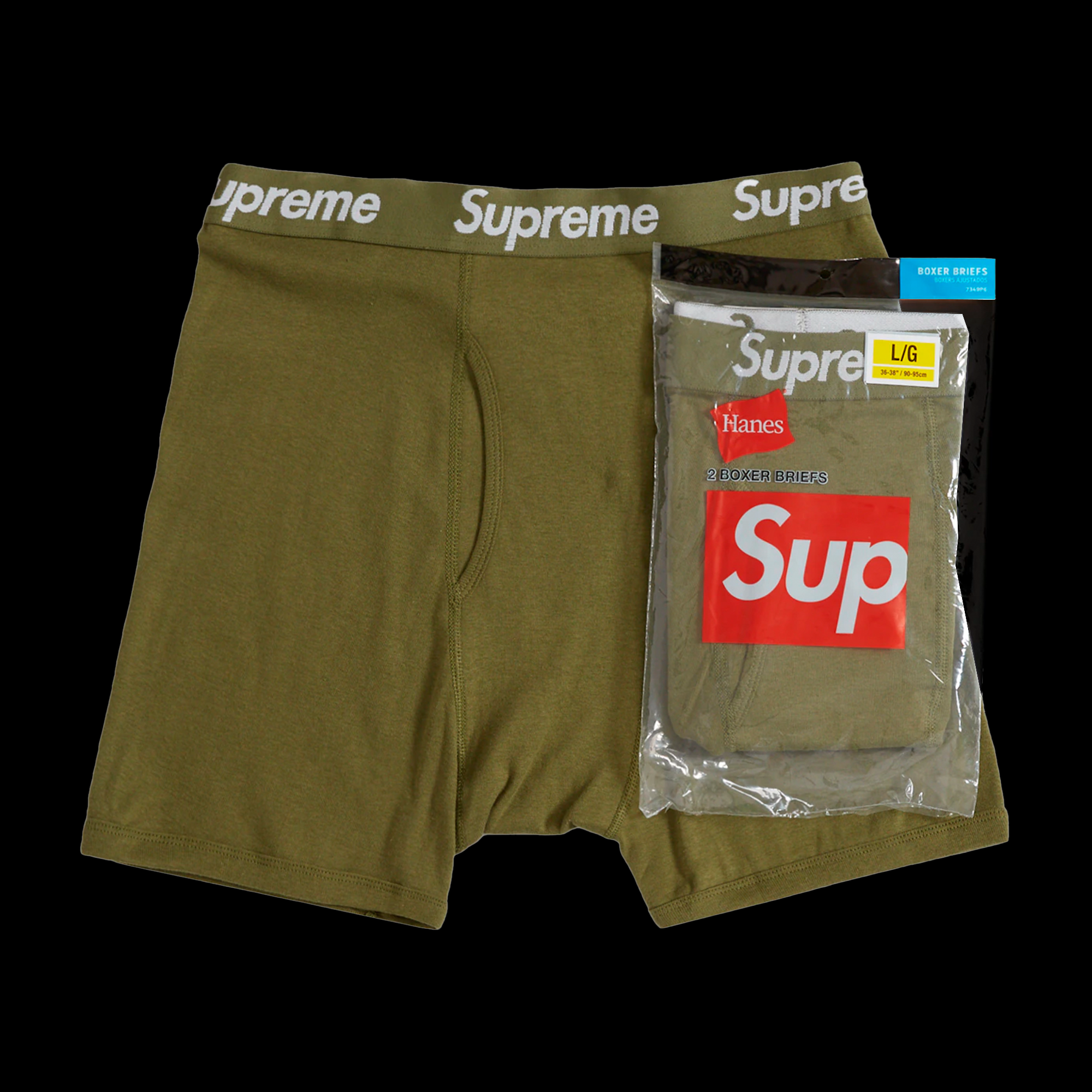 Supreme Hanes Boxer Briefs (2 Pack) Olive