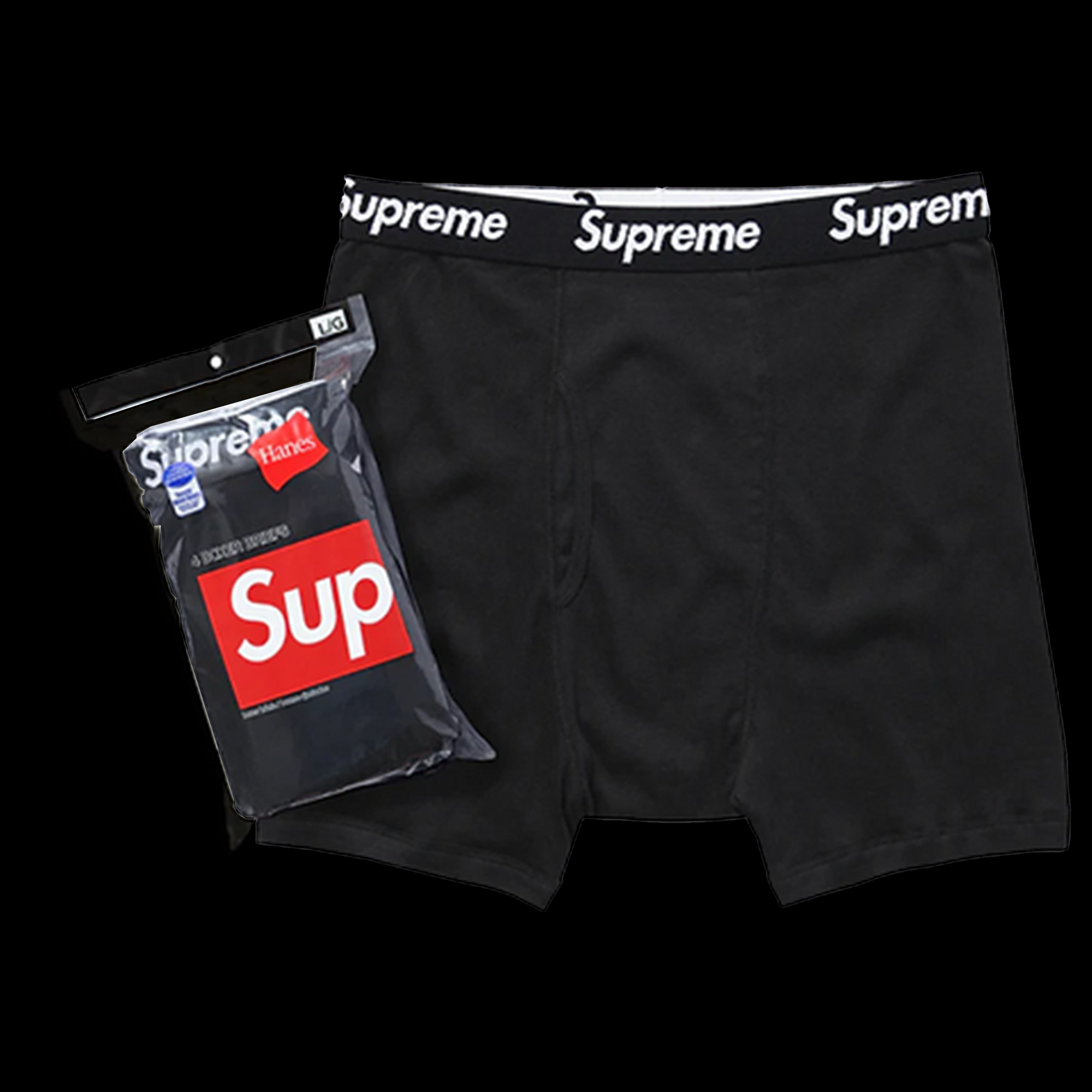 Supreme Hanes Boxer Briefs (4 Pack) Black