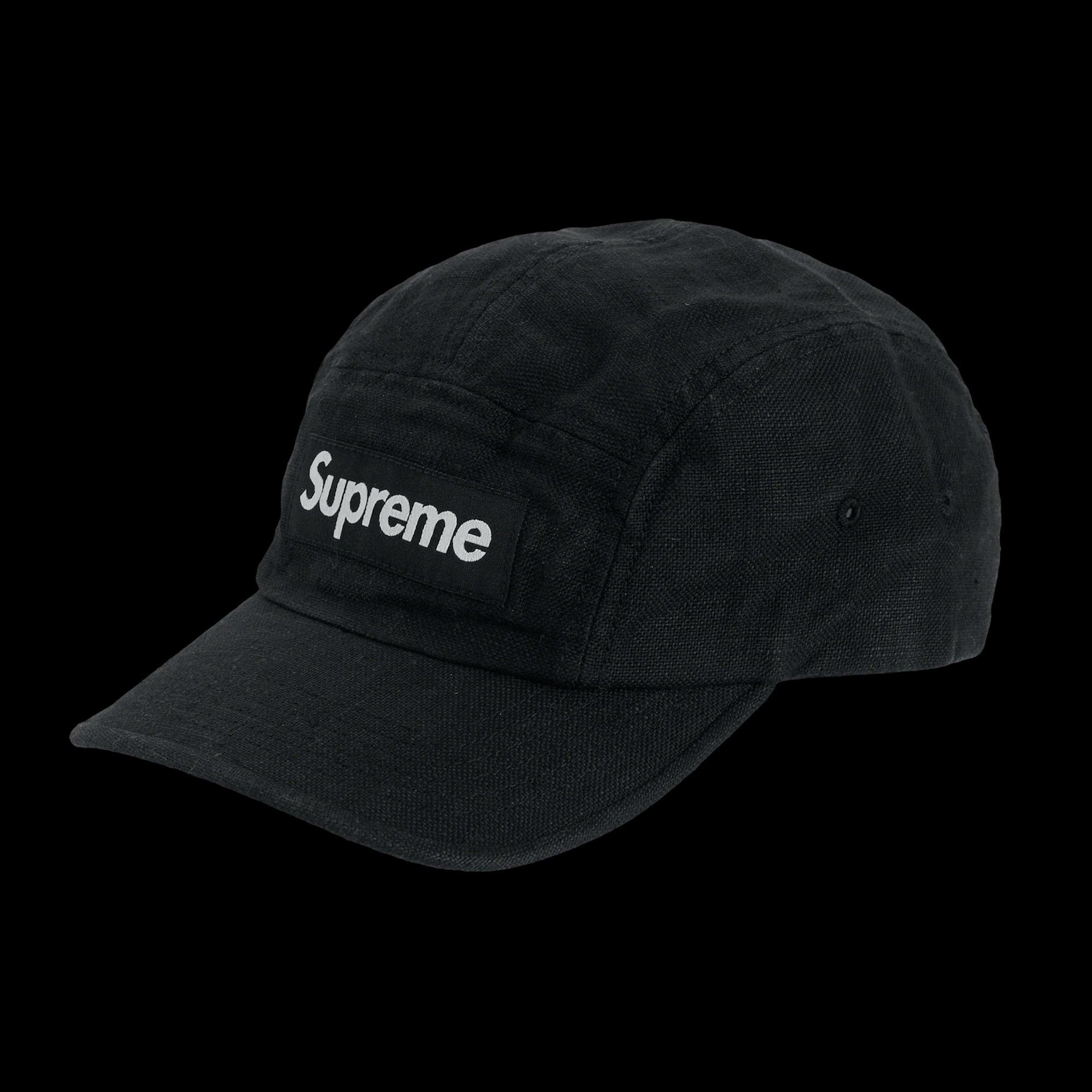 Supreme Linen Fitted Camp Cap Black