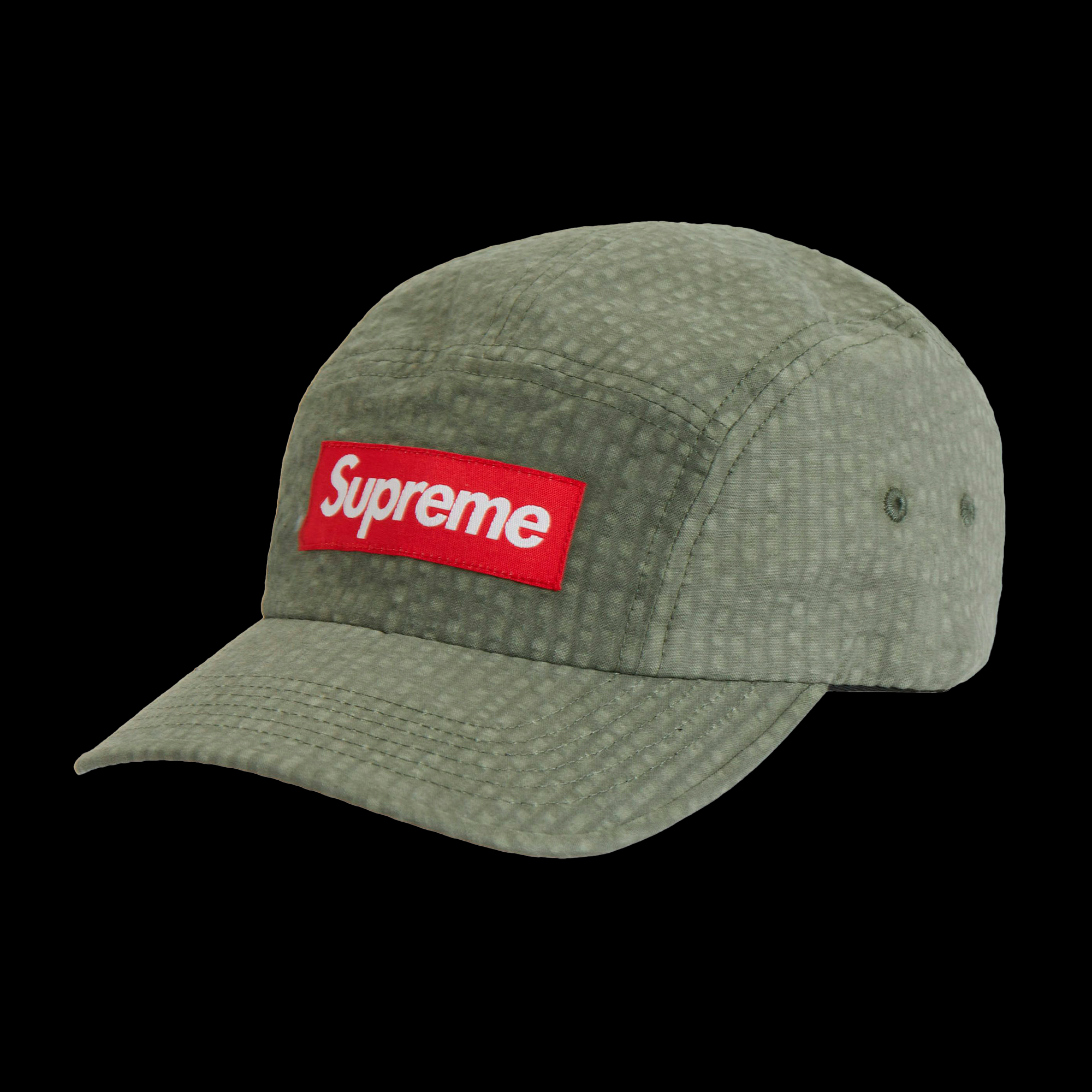 Supreme Washed Seersucker Camp Cap Taupe