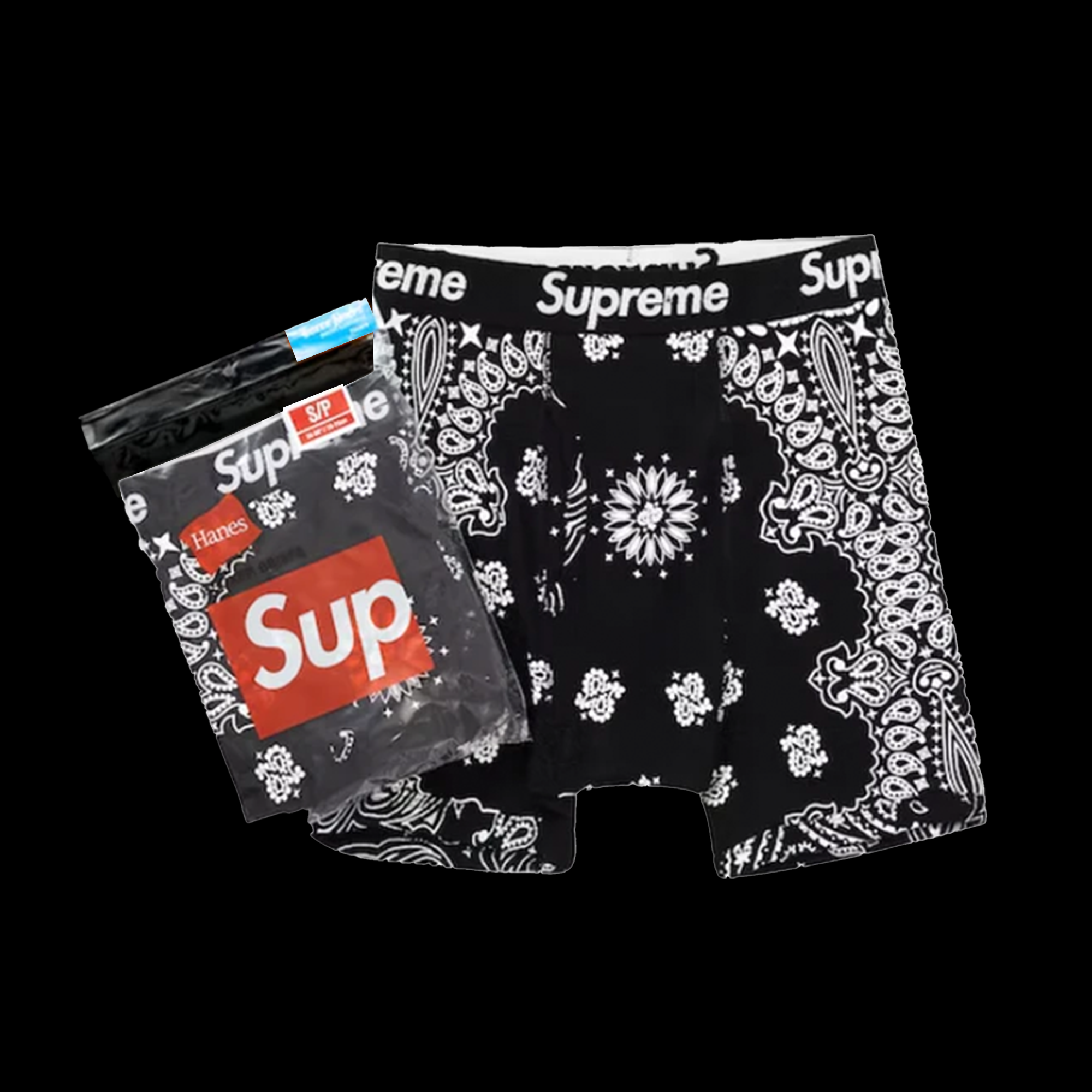 Supreme Hanes Bandana Boxer Briefs (2 Pack) Black